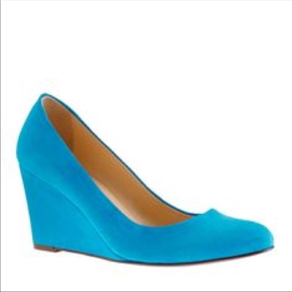 J. Crew Martina suede wedges - turquoise blue!